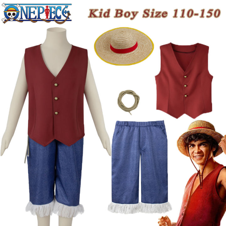 Netflix Movie One Piece Luffy Costume For Kids Boys Monkey D Luffy Vest ...