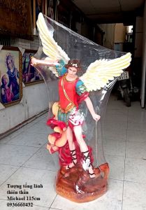 Bức Tượng Thánh Thiên thần Michael 115cm Phong Cách Cổ Điển Sơn Màu Đa Sắc Ngoài Trời
