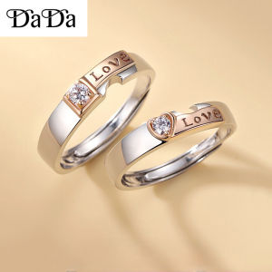 (2pcs) original 92.5 Italy sterling silver promise ring moissanite love zircon mens and womens couple jewelry