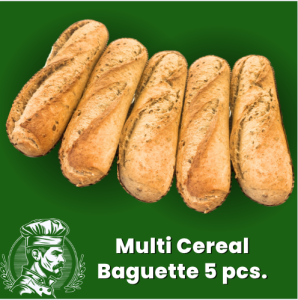 Multi Cereal Baguette ขนมปังฝรั่งเศส บาเก็ตธัญพืช Multi Cereal Baguette 130g 5ชิ้น ขนมปังฝรั่งเศษ