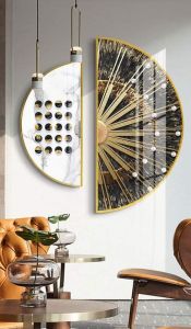 Bộ 2 bức tranh bán nguyệt theo phong cách Bắc Âu trẻ trung hiện đại sang trọng