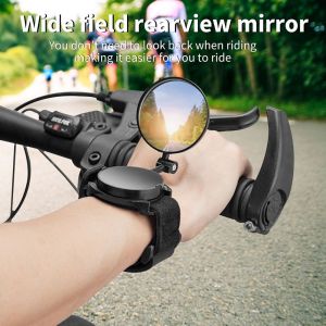 FSSSAA Wide-angle Mountain Bike Cycling Foldable Rear View Reflector Adjustable Bicycle Rearview Mirror Bike Bar End Mirror Bike Rearview Mirror Handlebar Mirror