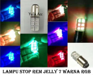 Lampu Rem Belakang Variasi Kedip Strobo Lampu Stop Rem Jelly LED 12 Mata Kedip RGB 7 Warna