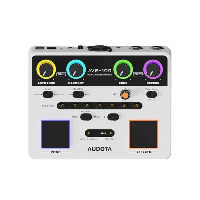Audota Ave-100 Multi-Effects with Reverb Delay Pitch Correction Three Harmony Modes Vocal Effect Processor