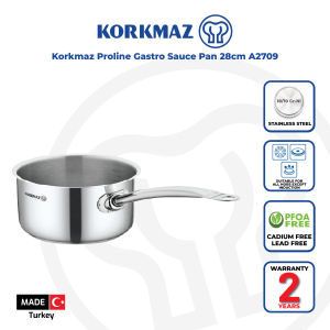 Korkmaz Proline Gastro Stainless Steel Saucepan - Lid Not Included Induction Compatible Made in Turkey