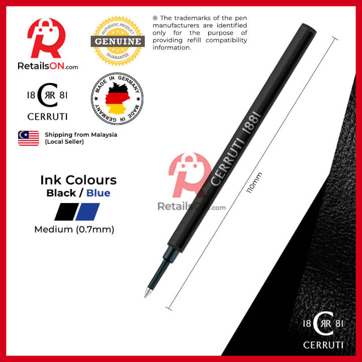 Cerruti 1881 Rollerball Refill (M) Black/Blue Standard Euro