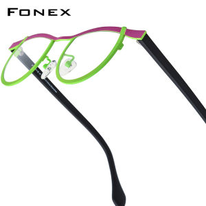 FONEX Acetate Titanium Glasses Frame Men New Design Brand Cat Eye Eyeglasses Women Japanese Ultralight Spectacles High-Quality Optical Eyewear 85884