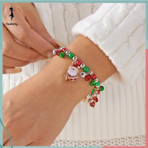 ส่วนลด 10 บาท สำหรับการซื้อ 1 ชิ้น สร้อยข้อมือคริสมาสต์ลูกปัดหลากสีหลายองค์ประกอบสำหรับผู้หญิงสร้อยข้อมือซานตาคลอสเกล็ดหิมะต้นไม้เครื่องประดับงานปาร์ตี้