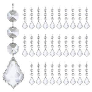 30Pcs Acrylic Christmas Icicles Snowflake Teardrop Ball Ornament Clear Shatterproof Holiday Tree Decorations