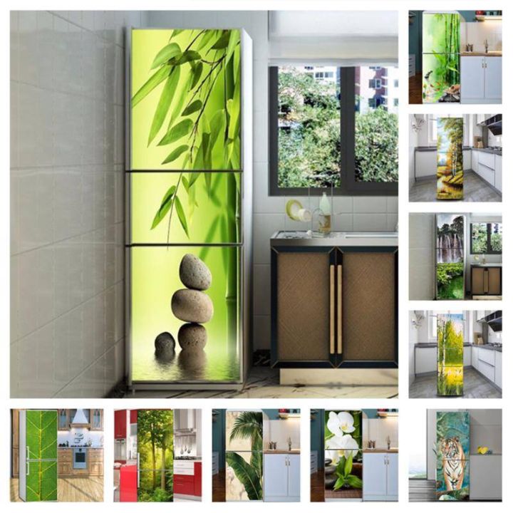 Custom 3d Vinyl Fridge Stickers Door Cover Refrigerator Wallpaper