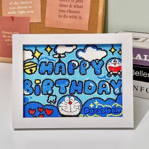 Dreamo DIY Diamond Painting Kit Happy Birhthday Cartoon 5D DIY Round Mosaic Embroidery Childrens Room Decor Handwork Toys Birthday Gift / DIY钻石画生日礼物
