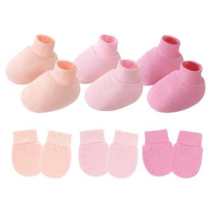 3 Bộ trẻ sơ sinh chống trầy xước găng tay và vớ cho nam nữ thoải mái bông găng tay & chân che cho nhà hoặc du lịch