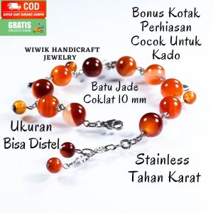 Gelang Tangan Wanita Stainless Tahan Karat Batu beads Jade Hijau Gradasi Terbaru Kado Hadiah Terbaru