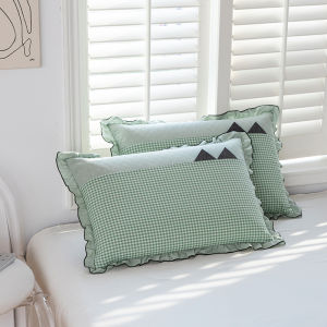 SUNLIGHT HOME ปลอกหมอนผ้าฝ้ายสไตล์ 2 ชิ้น ปลอกหมอนสไตล์เกาหลี 1 คู่พร้อมซิป ปลอกหมอนลูกไม้ระบายอากาศได้