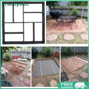 COD [Free Shipping] DIY Cement Manual Tool Stone Paving Garden Pavement Path Maker Concrete Molds for Home Garden Decoration