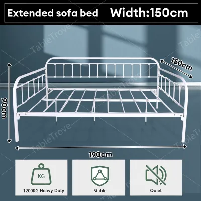 TableTrove Metal Sofa Bed Queen& Daybed - Iron Katil Bujang/Besi 80-150cm/6FT Black/White (Multi-Functional)