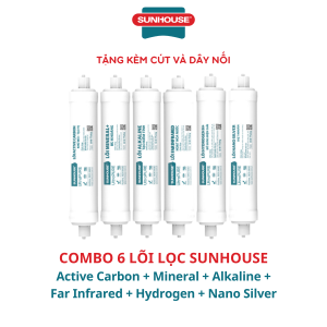 Combo Trọn Bộ 10 Lõi Lọc Nước SUNHOUSE Cắm Nhanh Chính Hãng (123 + Màng RO Sunhouse + 6 lõi chức năng) cho Model SHA76218CK SHA76216CK SHA88510K SHA88511K SHA88113K SHA88115KV SHA76213CK-S SHA88117KV SHR76210CK