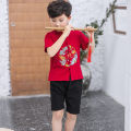 Kids Chinese New Year Clothing Children Cny Short-Sleeved Tshirts Shorts Boy Spring Festival Tang Suits 92/4. 