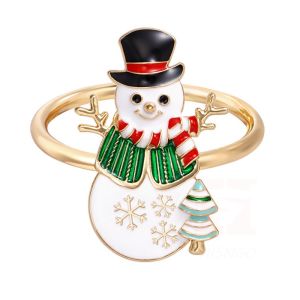 【Local shipment】Snowman Christmas Napkin Rings Delicate Cute Napkin Holder Rings Table Decorations for Christmas Winter Holiday Daily Dinner Party Decor Favor (Snowman/Deer/wreath) Halloween Thanksgiving theme Elegant Table Decorations
