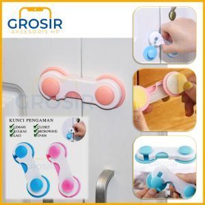 Pengunci Laci safe lock alat pengaman pintu lemari kunci Perekat tempel pengait kulkas aman dari anak-anak safety