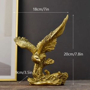 (In stock) Golden Eagle Resin Ornaments Statue Golden Eagle Sculpture Modern Home Office Figurine Decor Desktop Decoration