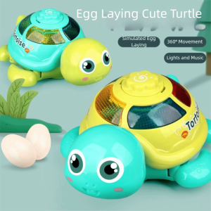 VERIDIAI Simulation Musical Crawling Turtle Toys Interactive Plastic Musical Turtle Toys Cute Early Education Lay Eggs Turtle Oys Kids Toddlers