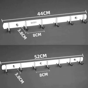 Mop Broom Hanger 6 Hooks 5 Clips Stainless Steel Mop Broom Stainless Steel 304 Mop Broom Hanger Mop Rack Bolt Free