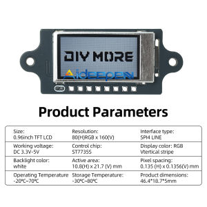 Aideepen 0.96-inch Mô đun TFT LCD st7735s màn hình nhỏ 80x160 Độ phân giải hiển thị mô-đun LCD góc nhìn rộng SPI Màn hình màu 8-pin mô-đun bảng mạch màu xanh