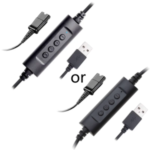 Durable Headset Quick Disconnect QD Cable to USB Plugs Adapter Plug-and-Play USB-QD Headset Cable for Professionals