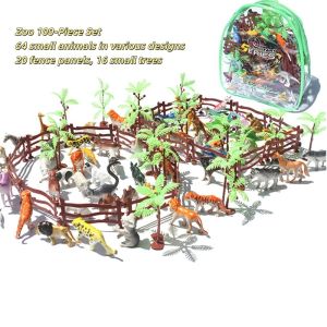100PCS Mini Jungle Animal Toy Set Plastic Animals Figures Educational Toy