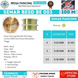 Senar Pancing Besd BE 003 Hijau Lumut 100M Anti Kusut Berkualitas Tinggi