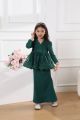Baju Kurung Kebaya Budak Perempuan Raya 2025 Sage Green Nude Maroon. 