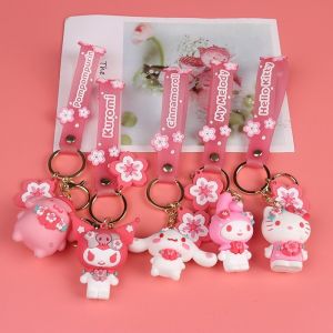 Sanrio Anime Action Figure Keychain Bag Pendant Hello Kitty Melody Kuromi Cinnamoroll Doll Pendant Couple Car Key Chain Kid Gift