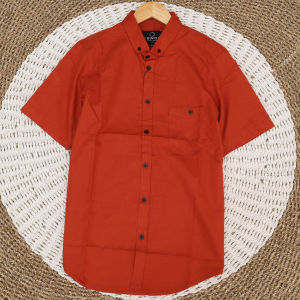Kemeja Polos Pria Lengan Pendek Kemeja Casual Kemeja Premium Hight Quality Terracota