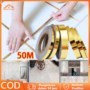 50M/Roll Gulungan Sticker Gold 2cm-3cm Dekorasi Lantai Strip Dekorasi Lemari Pakaian DIY ​/ Stiker Ubin Keramik Jahitan Emas Yang Indah Lantai Hiasan Dinding