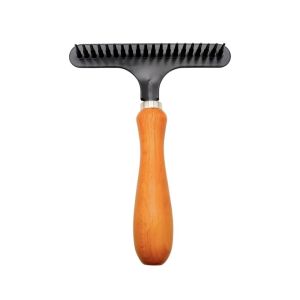 BEIBEI Stainless Steel Pet Comb for Long Thick Hair Wooden Handle Deshedding Cleaning Carpet Rake Gentle Undercoat Dog Grooming Tool Dogs Puppy Cats