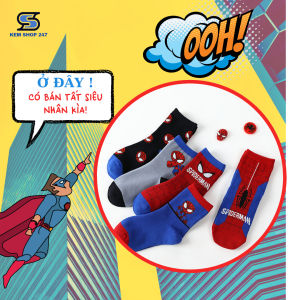 Set 10 Tất/Vớ siêu nhân bé trai cổ cao nhiều màu từ 1-10 tuổi