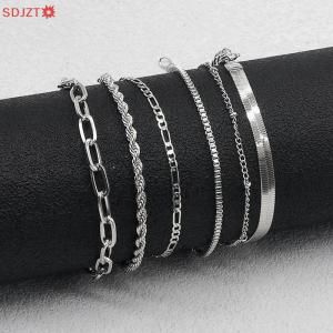 🚚【Local Express Delivery】🚚 6Pcs Fashion Chain Link Bracelets Set For Women Metal Snake Chain Twist Cuban Bracelet Punk Jewelry Gifts