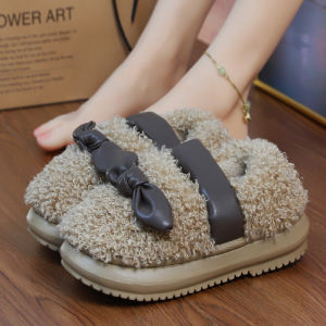 [Free Shipping] Thick-Soled Fashionable WomenS Autumn And Winter New Collection Fleece-Lined Thickened Non-Slip And Warm Cotton Shoes For Postpartum Use