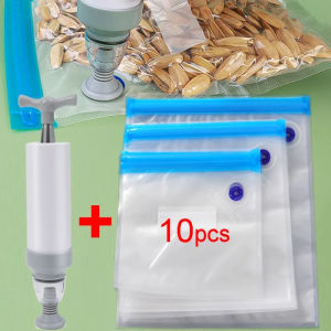 5/10Pcs Reusable Vacuum Sealer Bags Food Storage bag Household Vacuum Vegetables Food Sealer Bag With Hand Pump Sealing Clips2026