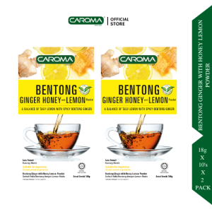 CAROMA (Twin x 2 packs) Pure Honey Lemon with Bentong Ginger 10 sachets x18g /Halal/ Less Sweet/ Serbuk Halia