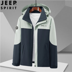 Jeep tinh thần của người đàn ông áo khoác phi giới tính mới trùm đầu có thể tháo rời áo khoác ngoài trời sprinker Windproof và không thấm nước áo khoác Jacket mỏng