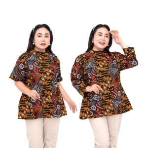 Blouse Big Size Wanita Atasan Batik Lengkap S-M-L-XL-2L-3L-4L-5L-6L-7L Model Blus Jumbo Kerja Batik / Pakaian Batik LD 140 Kekinian / Blus Kerja Seragam Wanita