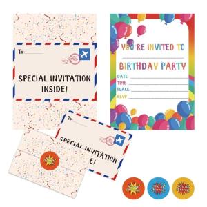18 Pcs Birthday Party Invitations with Sticker Party Supplies Kids Invite Cards for Boys Girls
