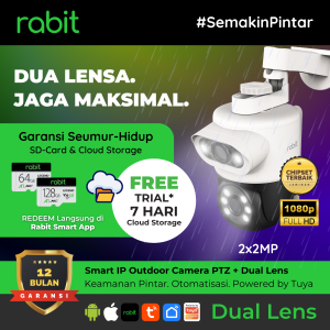RABIT SMART IP CCTV WIFI CAMERA OUTDOOR FHD 2 MP DUAL LENS PTZ WIDE ANGLE AUTO TRACKING