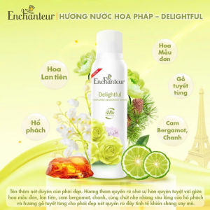 Xịt Khử Mùi Enchanteur 150ml – Hương Nước Hoa Pháp Quyến Rũ Thơm Lâu Suốt Ngày