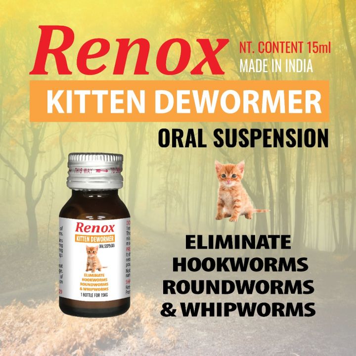 RENOX Kitten & Puppy Liquid Dewormer 15ml | Eliminate Hookworms
