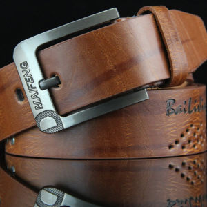 minbai01 Retro Buckle Leather Belt for Mens Fashion Accessory