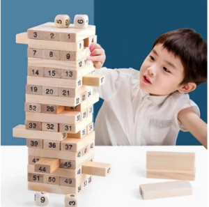 Tháp Rút Gỗ Số Học 54 Thanh Kèm 4 Xúc Xắc | Đồ Chơi Phát Triển Tư Duy Logic Và Kỹ Năng Quan Sát