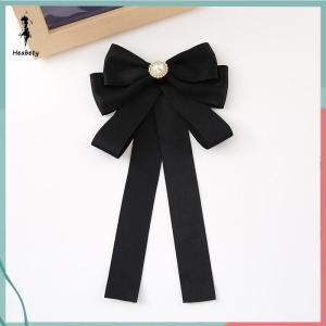 FUJIAS2🦋 Black Corsage Oversized Ribbon Small Bow Brooch Bow Tie Womens Velvet Cotton Strap Brooch Accessory